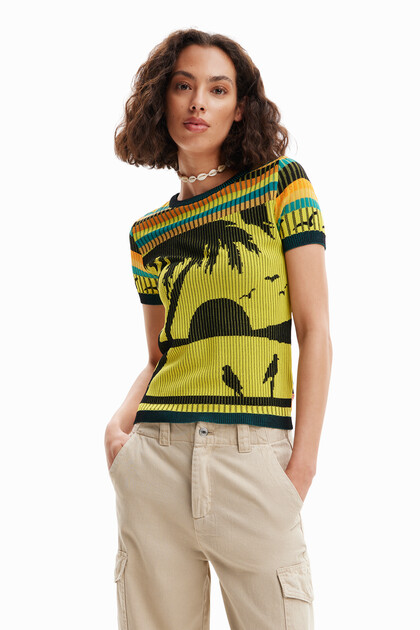Knit landscape T-shirt