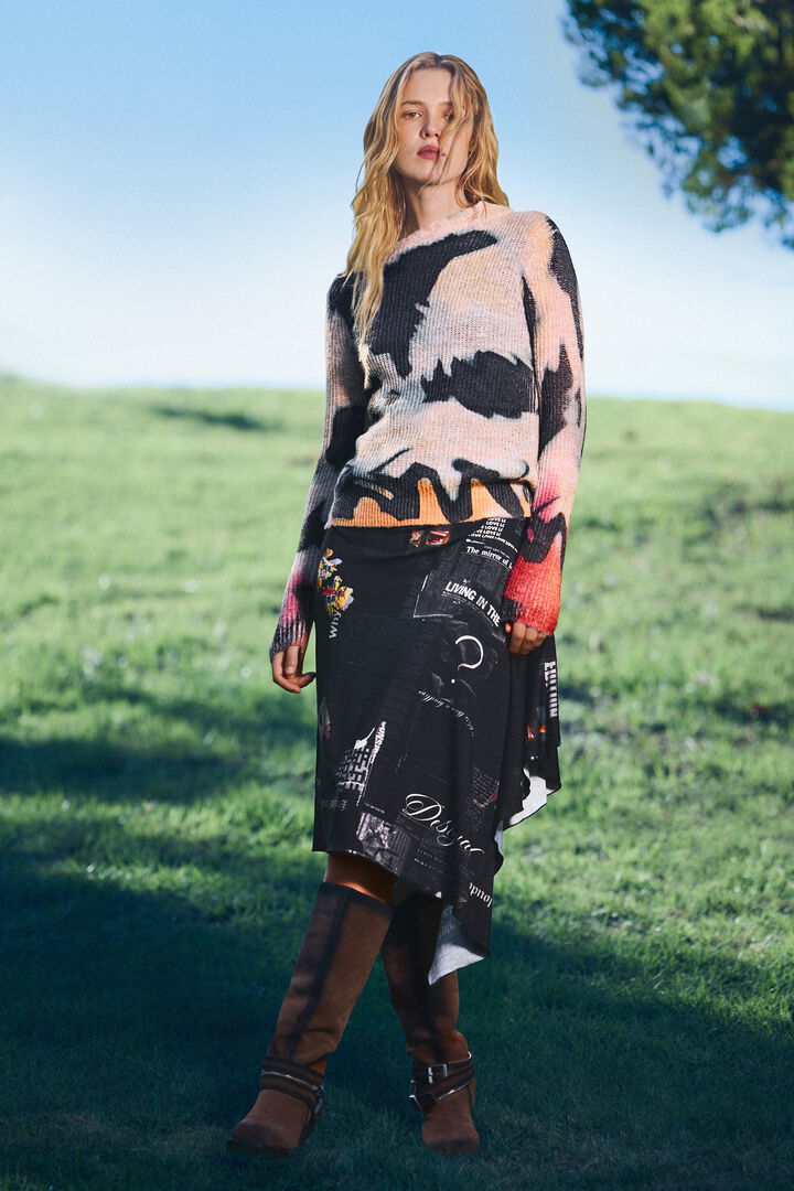 newspaper A-line skirt