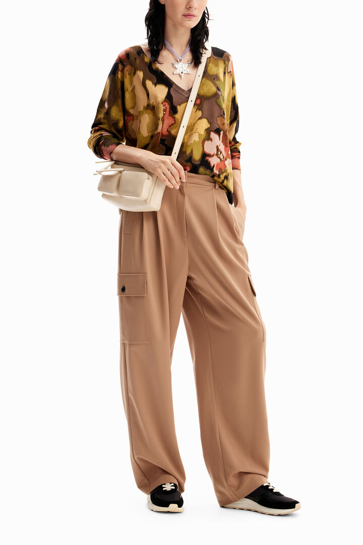 Oversize V-neck camouflage pullover | Desigual