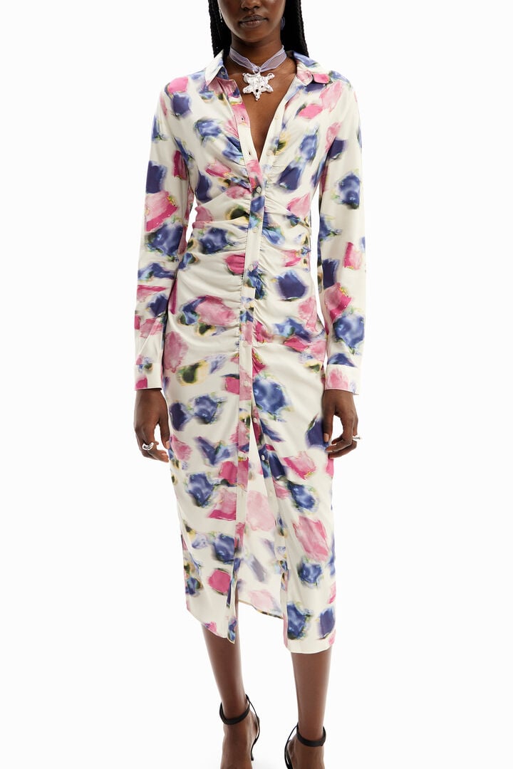 Vestit midi camiser frunzit | Desigual