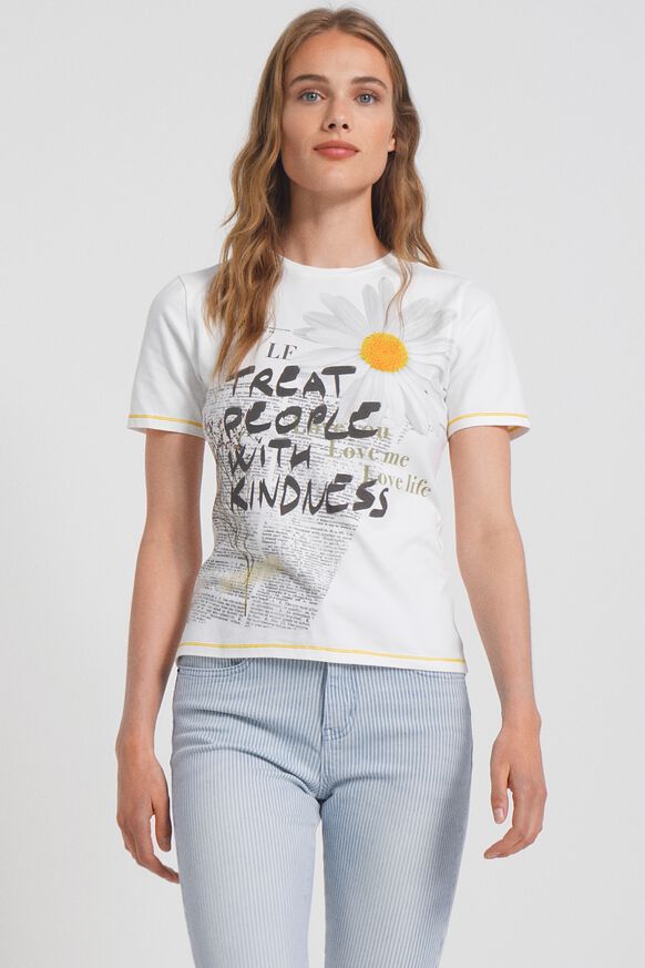 T-shirt met Kindness en madeliefje | Desigual