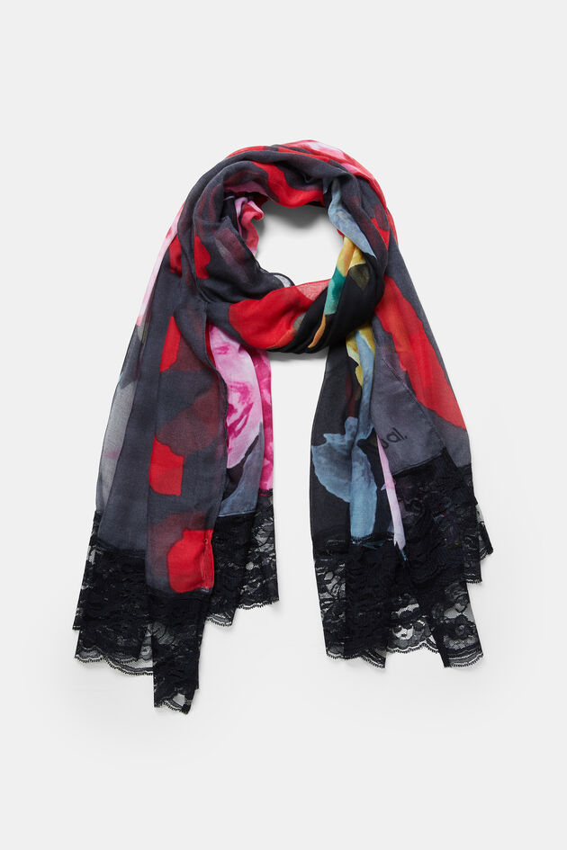 Foulard floral and lace trim