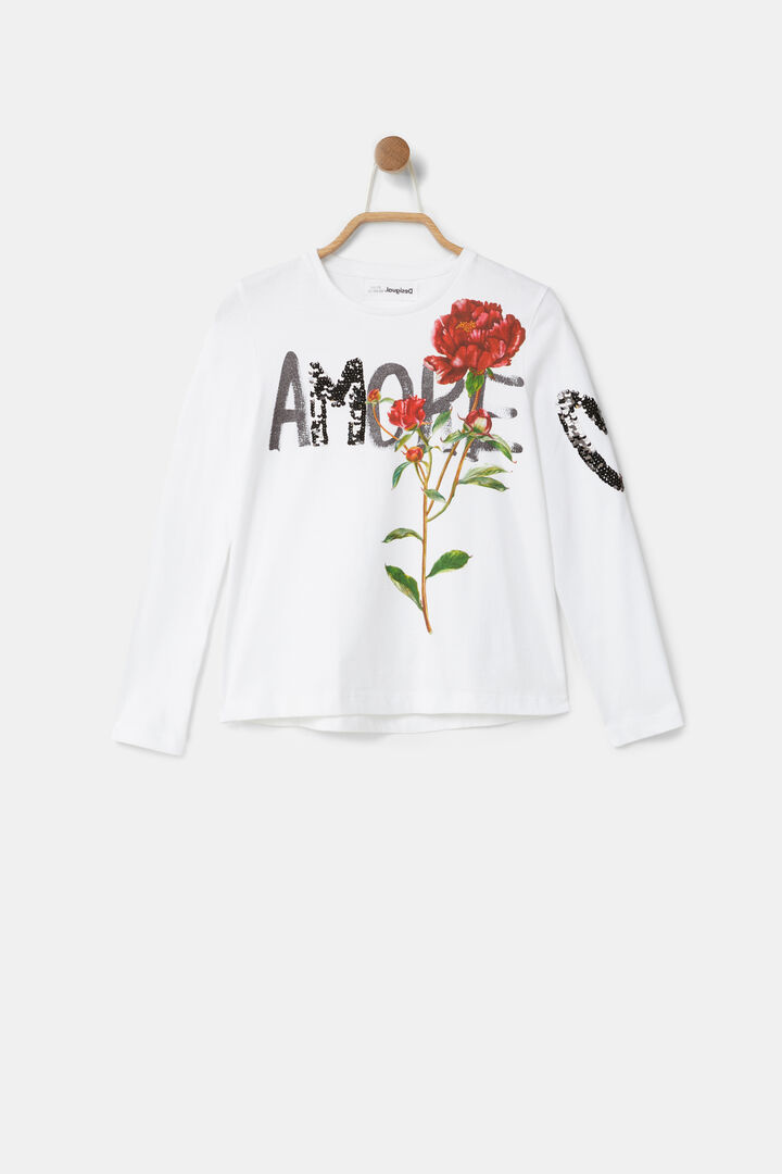 Camiseta flores lentejuelas | Desigual
