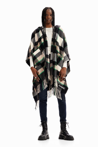 Plaid hooded poncho | Desigual