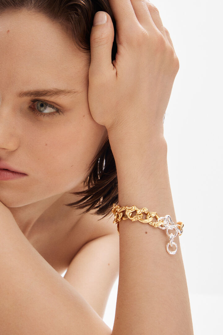 Zalio silver and gold-plated chain and flower bracelet | Desigual