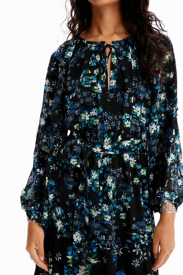 Floral plumetis midi dress | Desigual