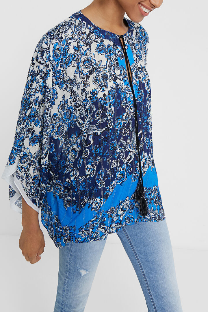 Kimono type blouse with oriental print | Desigual