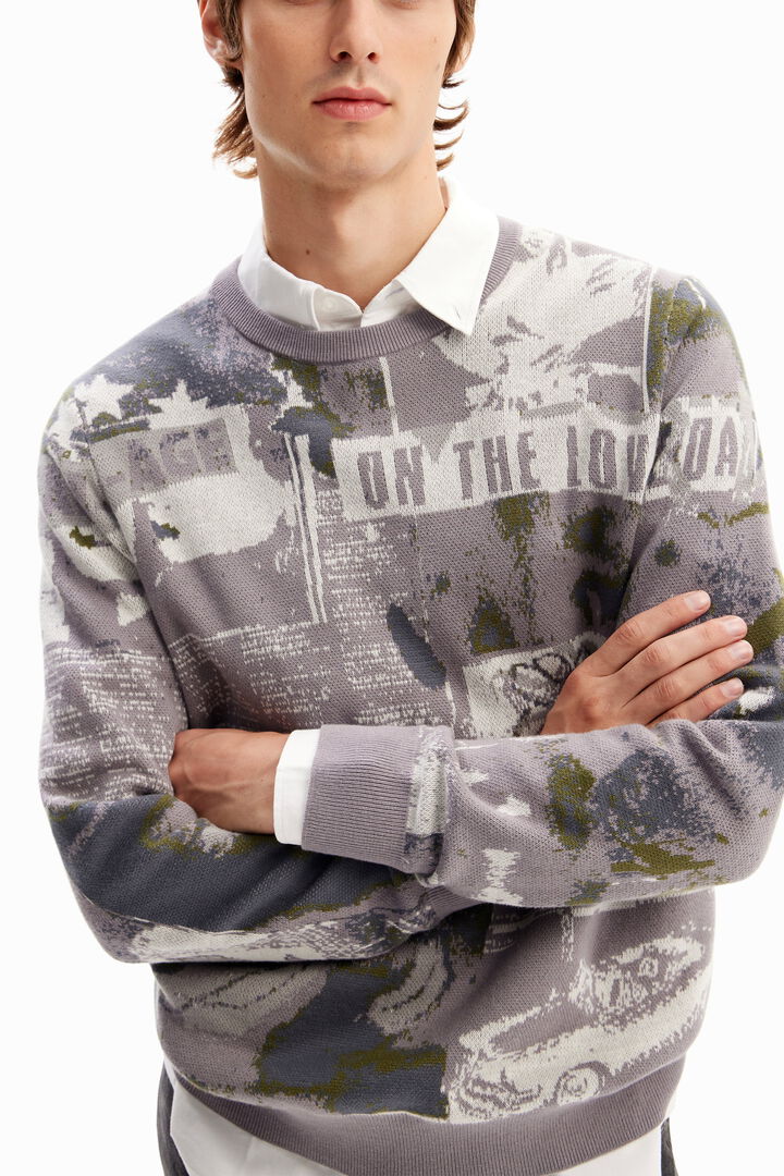 Jacquard newspaper pullover | Desigual