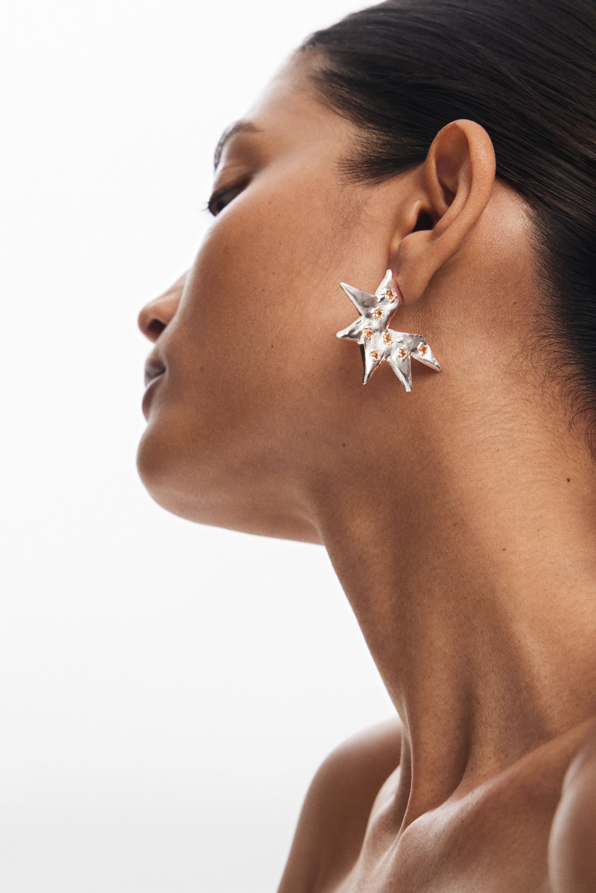 Star shaped silver earrings new arrivals