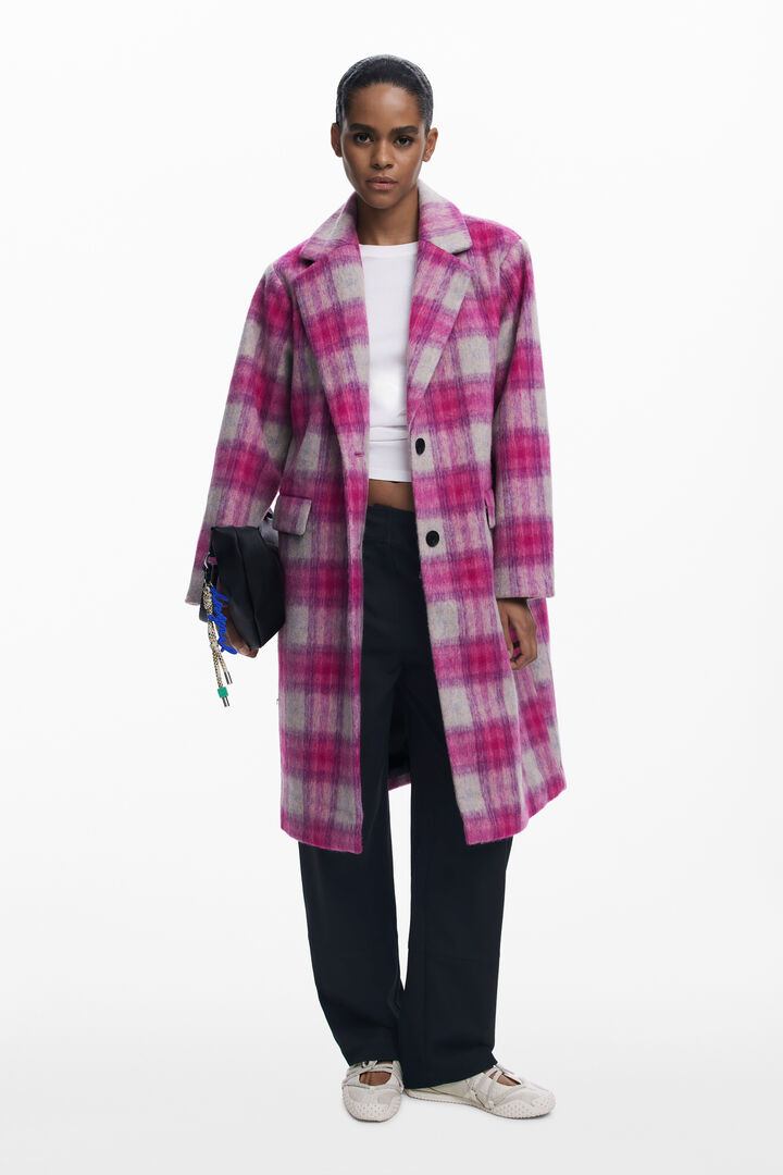 Rosa karierter Mantel | Desigual