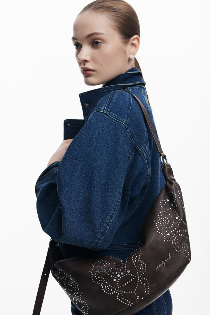 Bolso efecto piel tachuelas mediano | Desigual