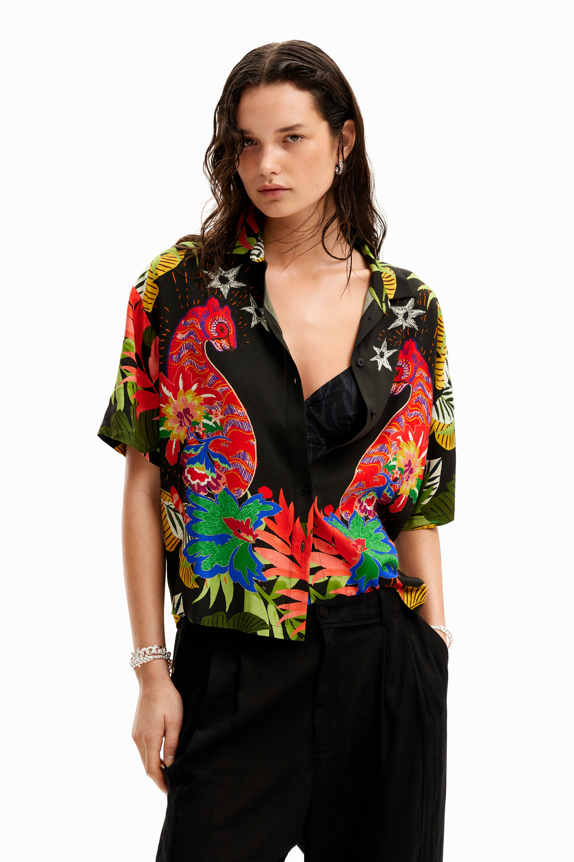 Tropical short-sleeve shirt - BLACK - XL