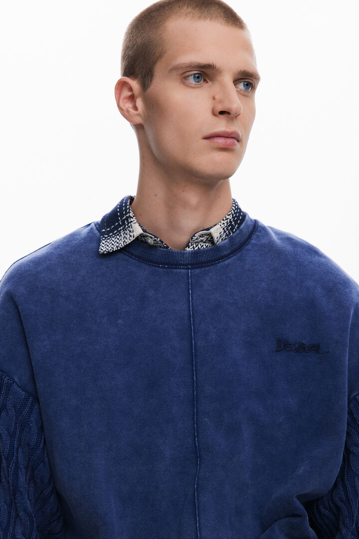 Sweatshirt with braided sleeves | Desigual