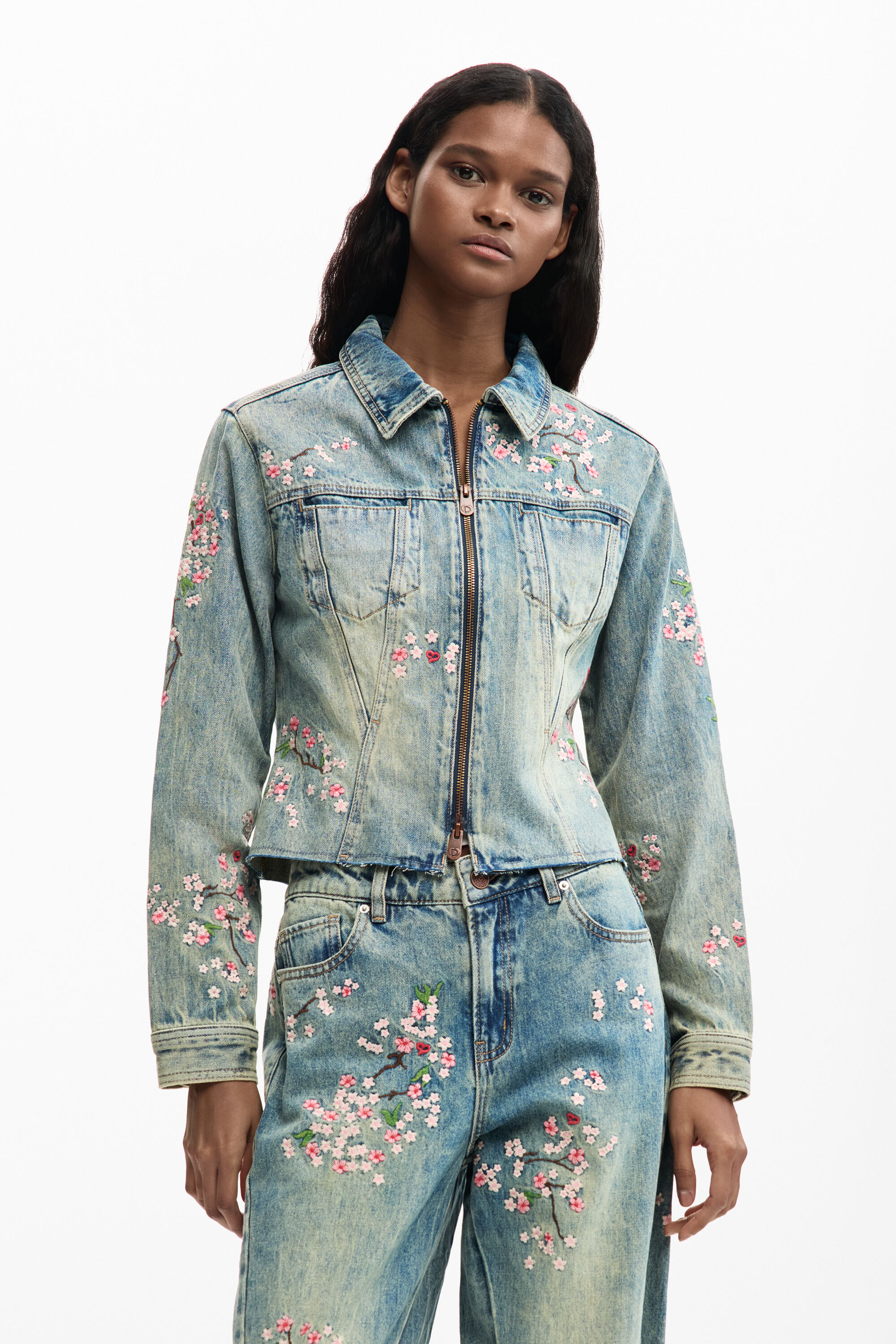 Chaqueta denim bordada - BLUE - S