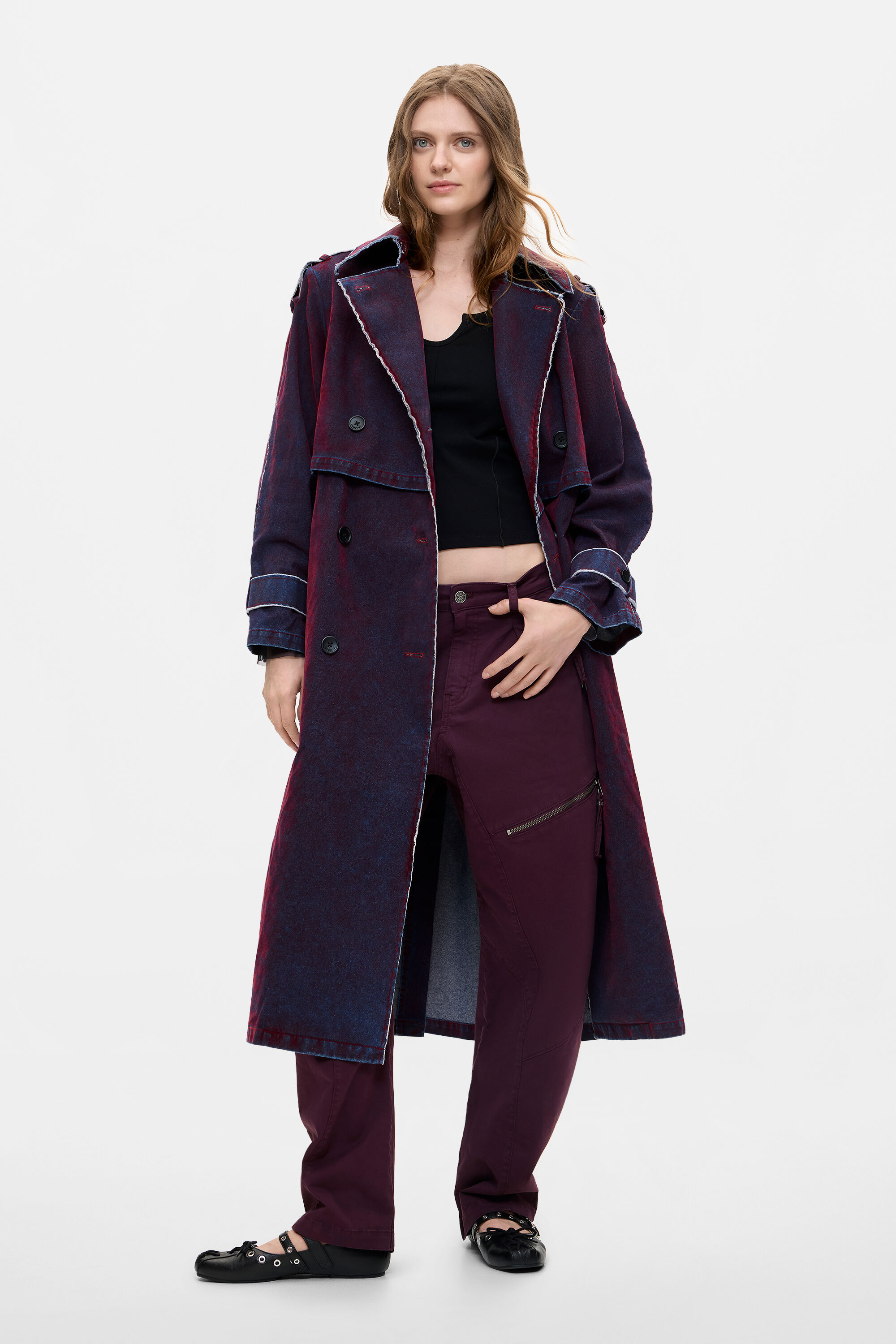 Desigual Donna Rosso Trench In Cotone 100% Extra Piccolo