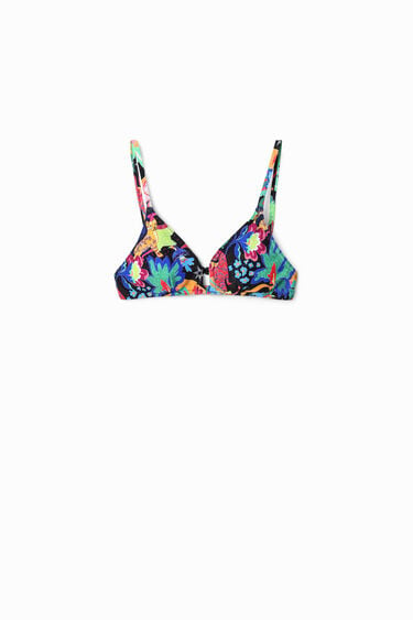 Jungle design triangle bikini top | Desigual