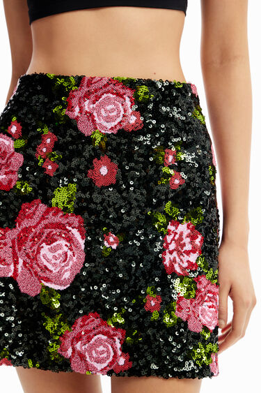 Minifalda rosas lentejuelas M. Christian Lacroix | Desigual