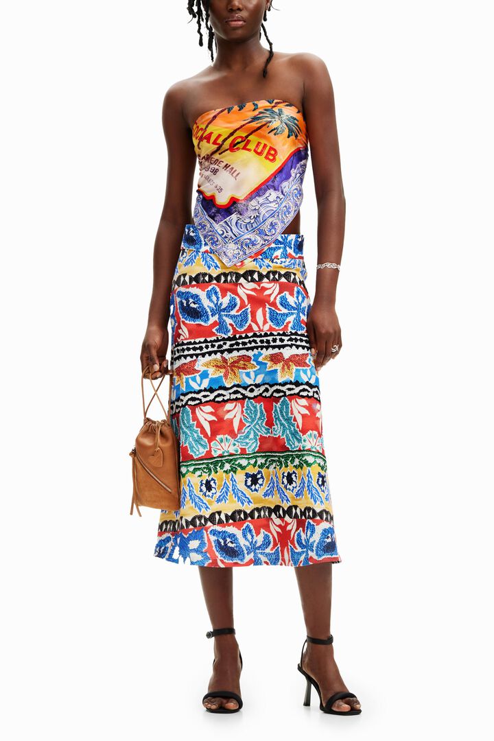 Stella Jean ethnic midi skirt | Desigual