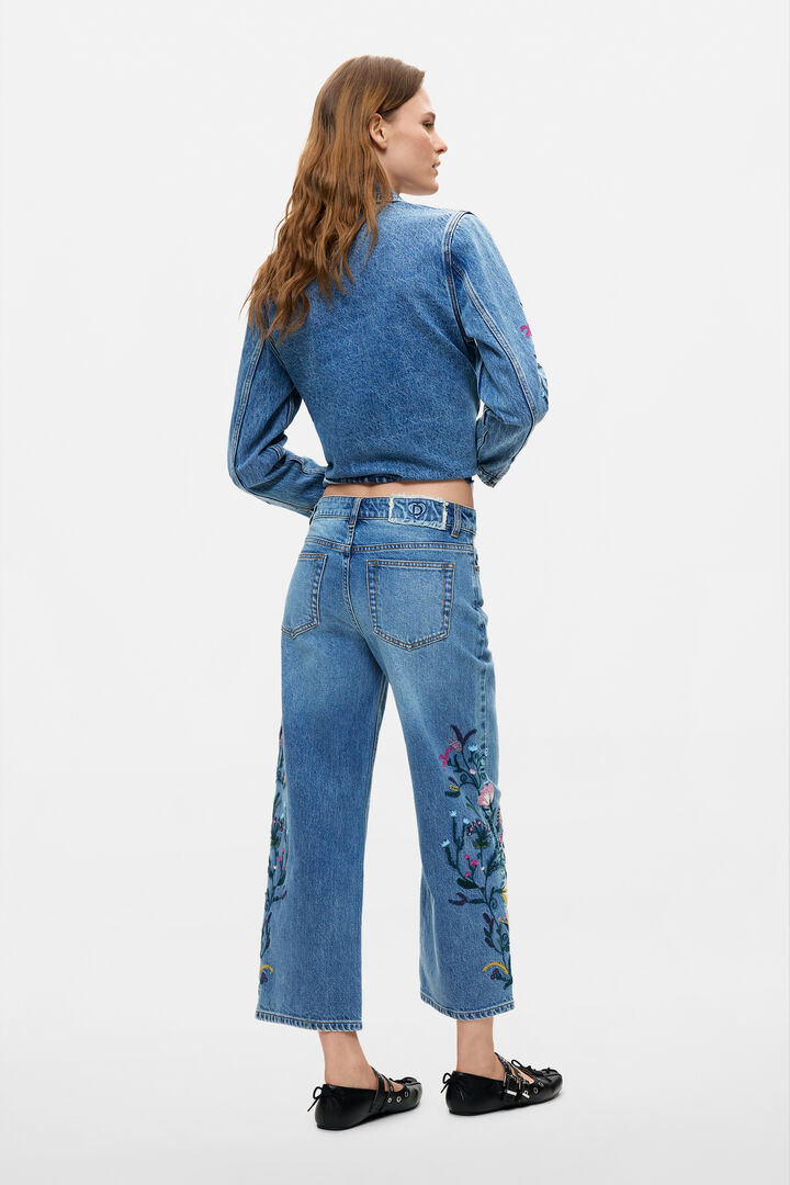 Pantaloni culotte din denim cu flori