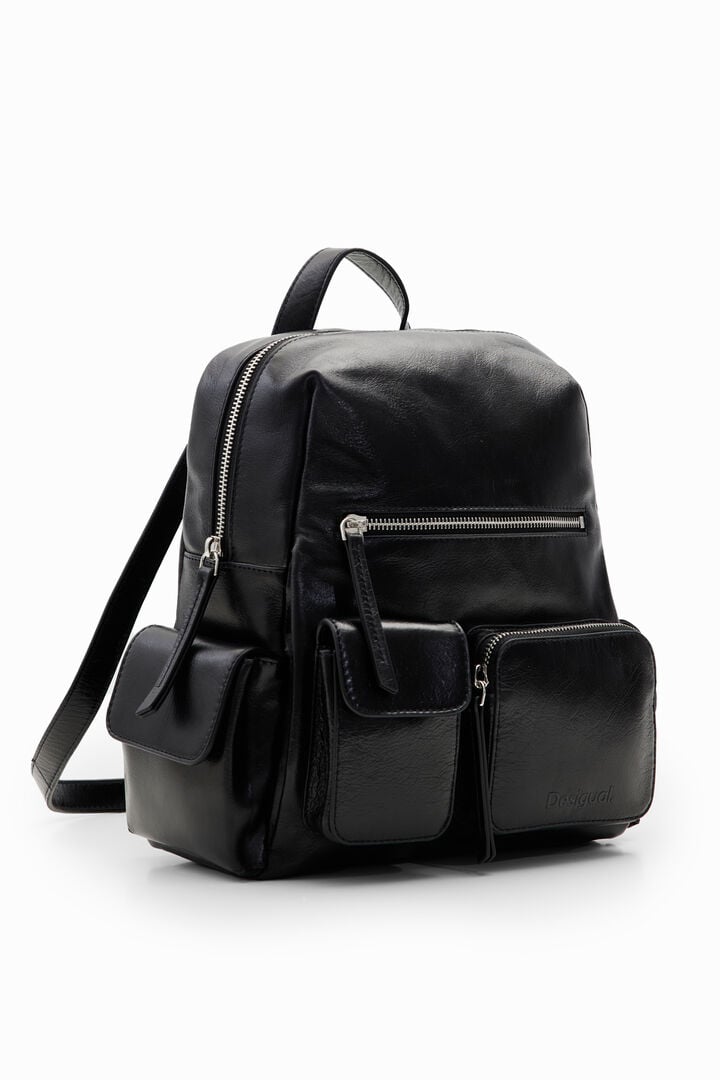 M leather pockets backpack