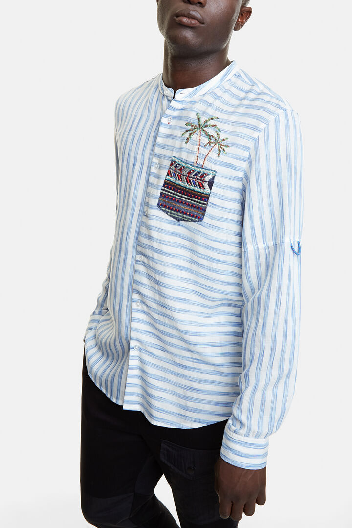 Camisa eco a rayas con escudo y palmera | Desigual