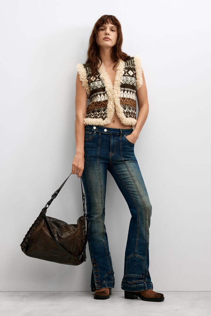 Printed jacquard knit vest