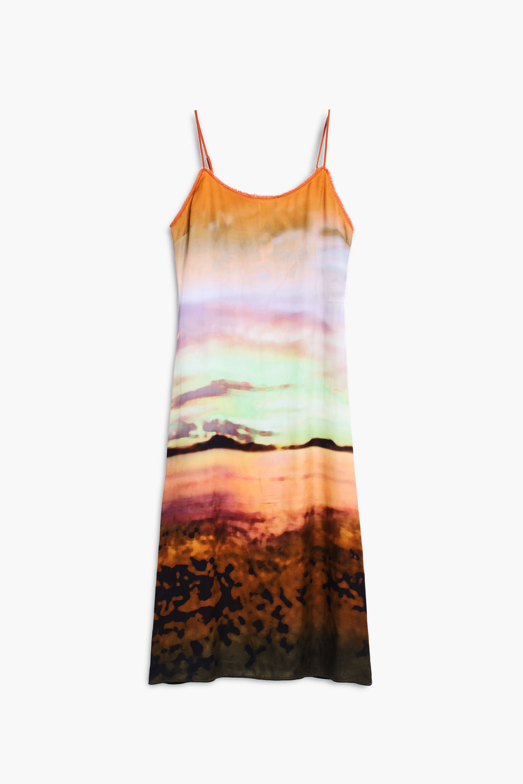 Desigual, Long sunset strap dress, Viscose, Yellow, XS