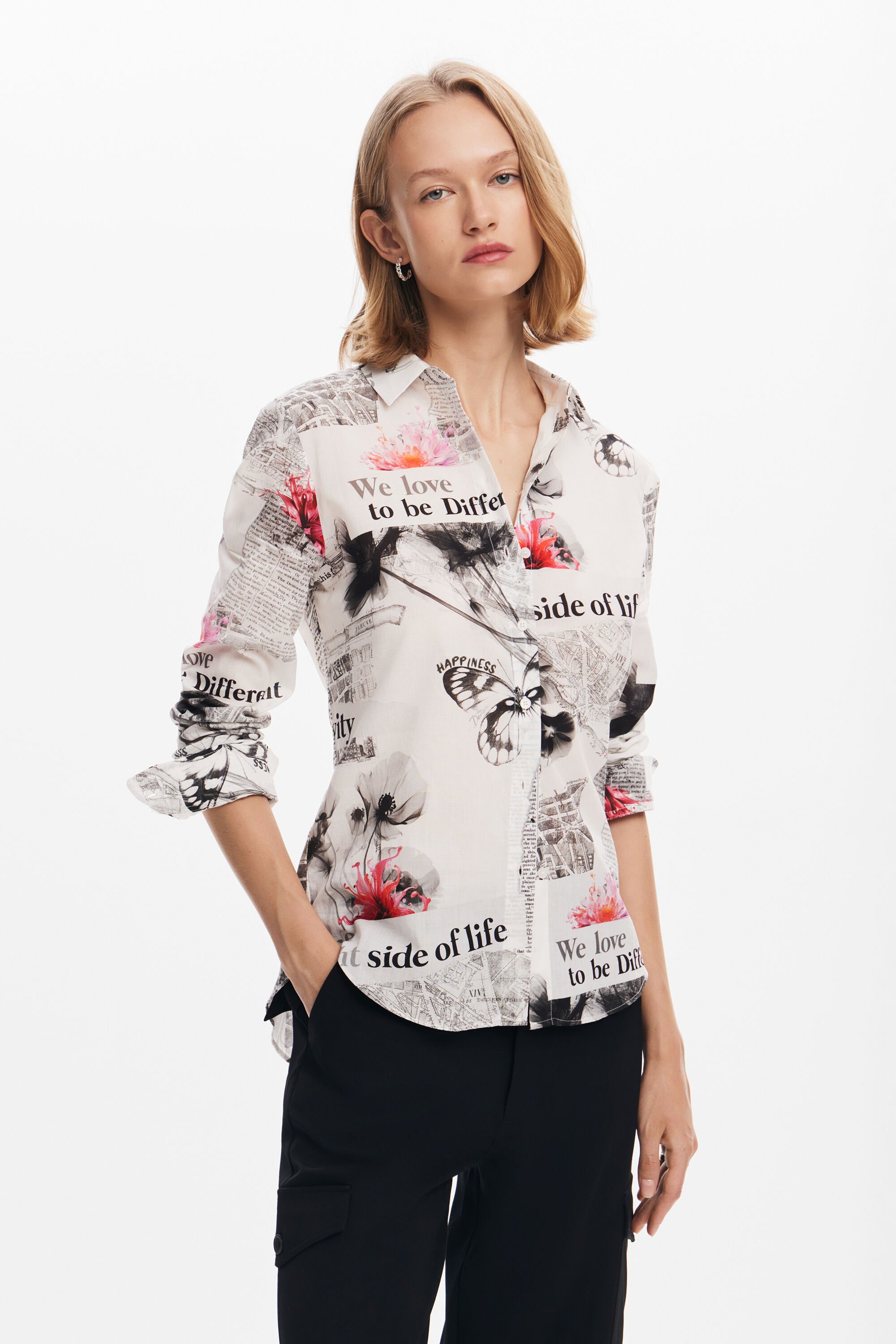 Floral text shirt women s I Desigual