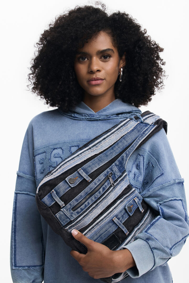 Sac moyen ovale en denim patch | Desigual