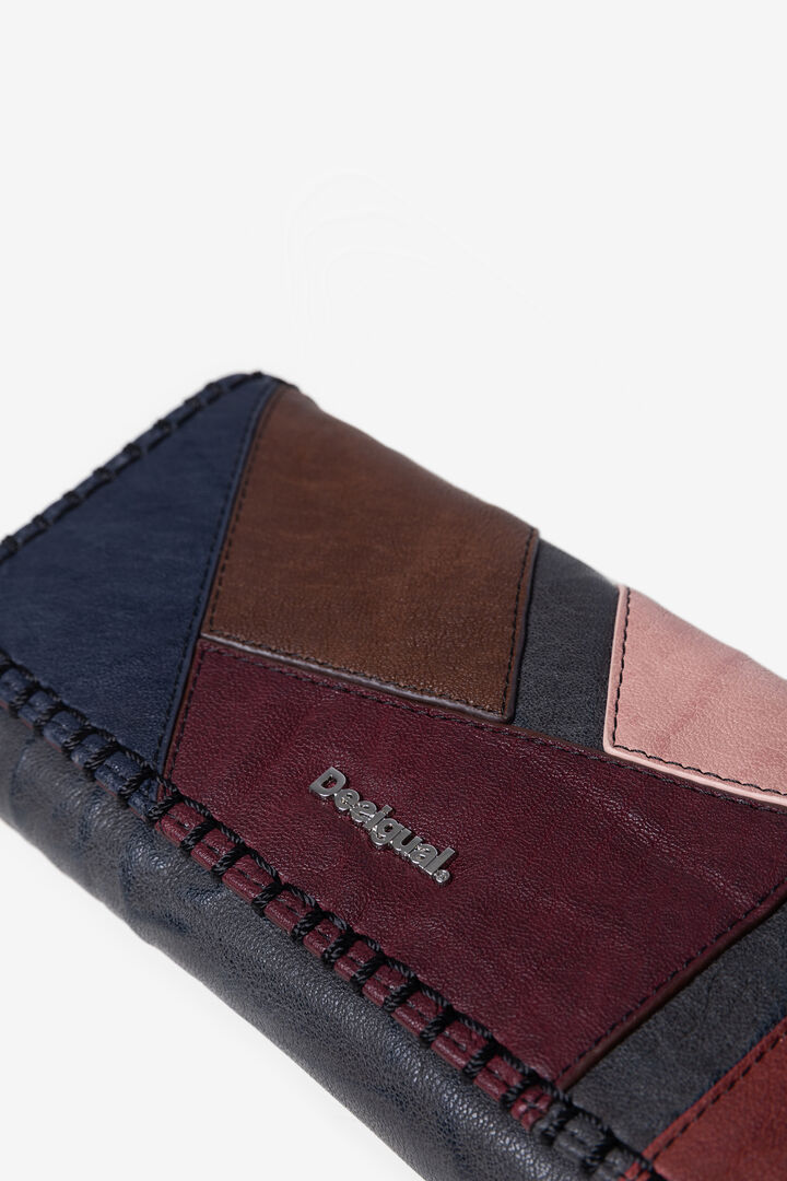 Rectangular coloured leather patch coin purse | Desigual