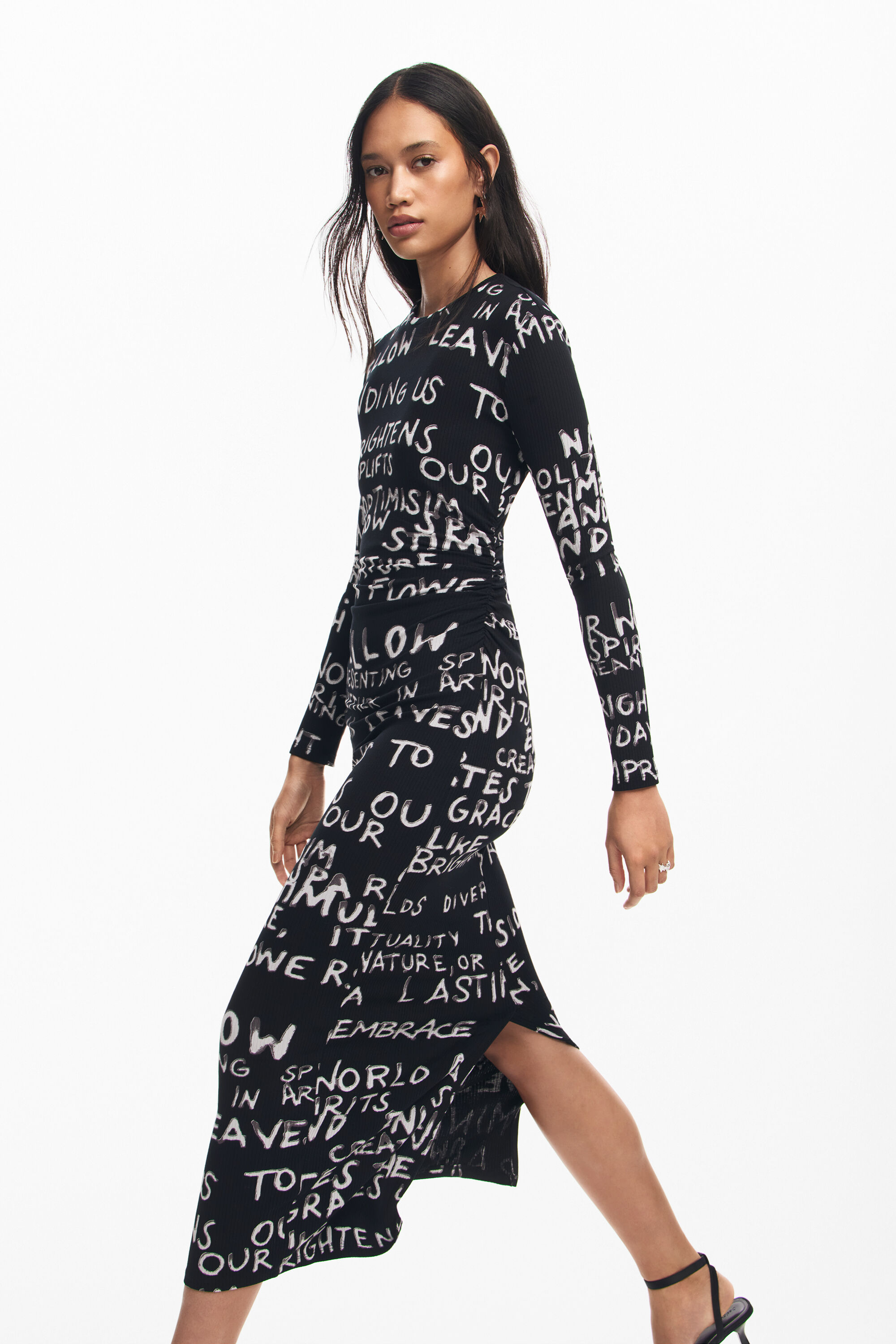 Midi dress with phrases women s I Desigual