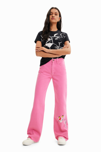 Wide leg spijkerbroek met Roze Panther