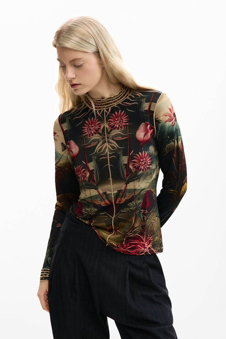 Camiseta ribeteado rosas | Desigual