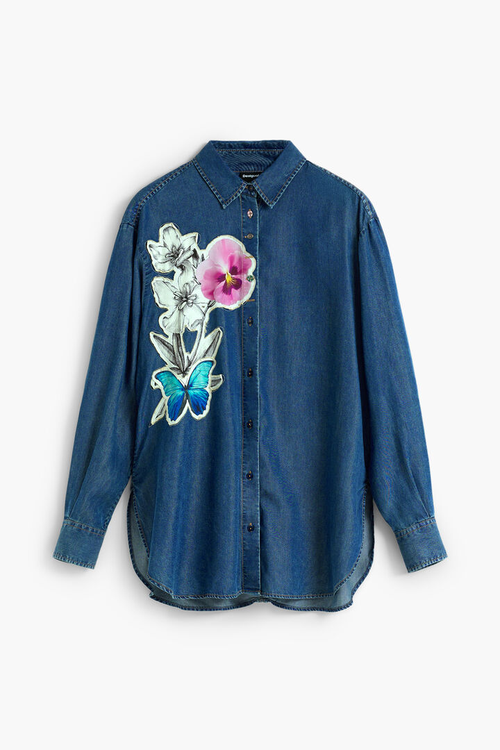 Embroidered flower shirt