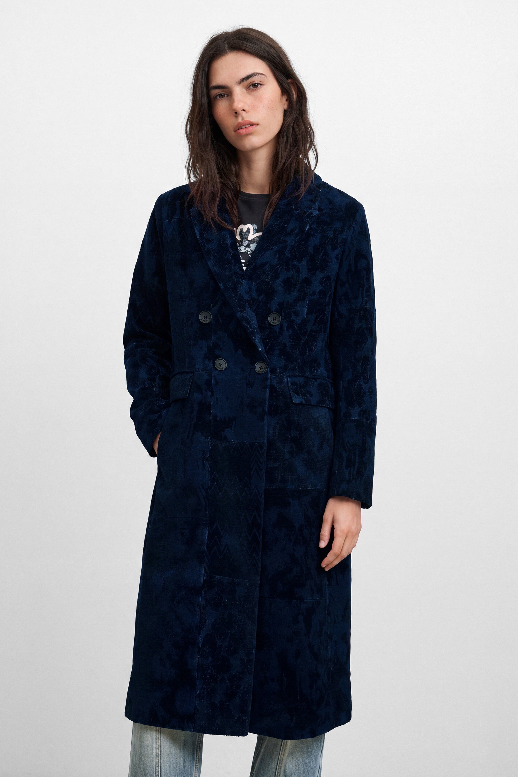 Abrigo recto jacquard