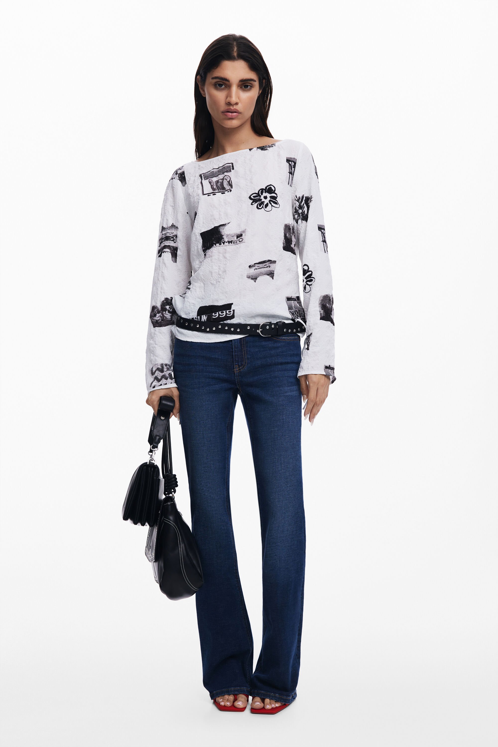リボン付きテクスチャーブラウス I Desigual.com