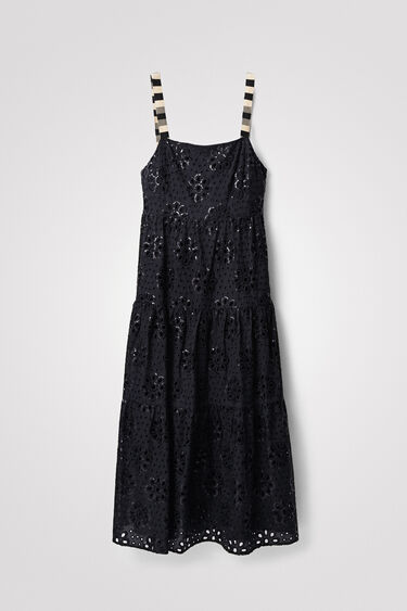 Swiss embroidery maxi dress | Desigual