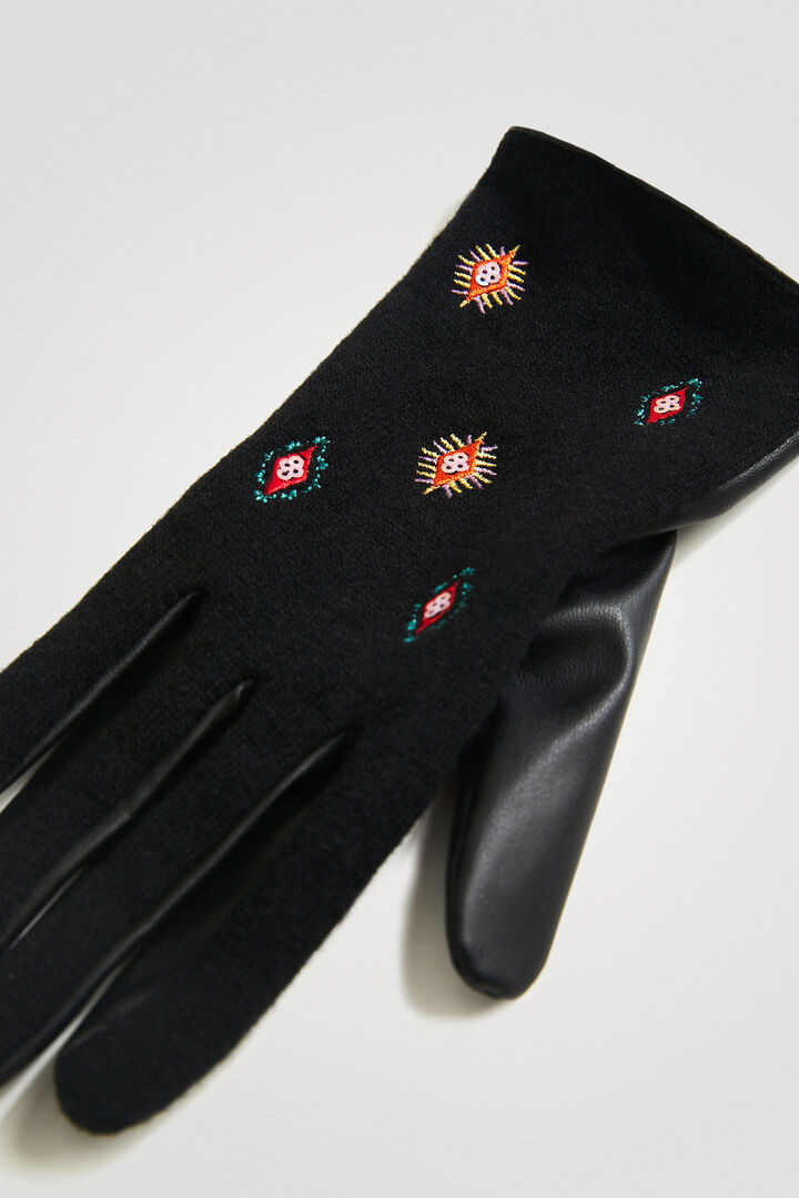 Guantes bimateria bordado | Desigual