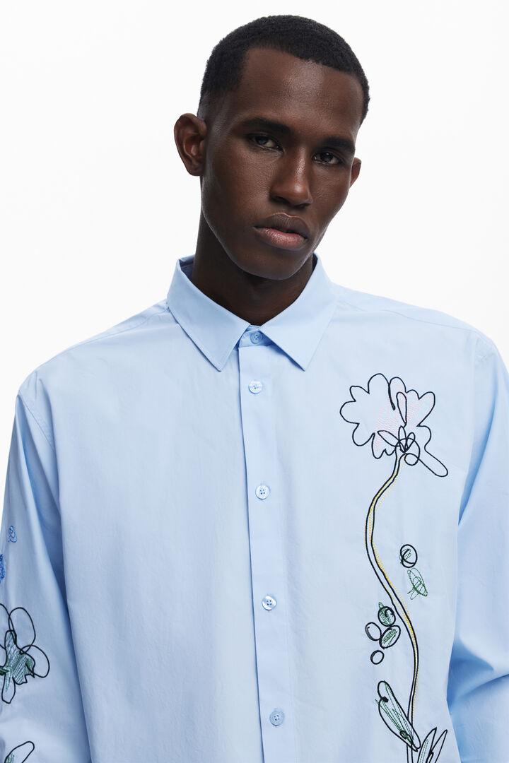 Chemise à manches longues avec broderies | Desigual