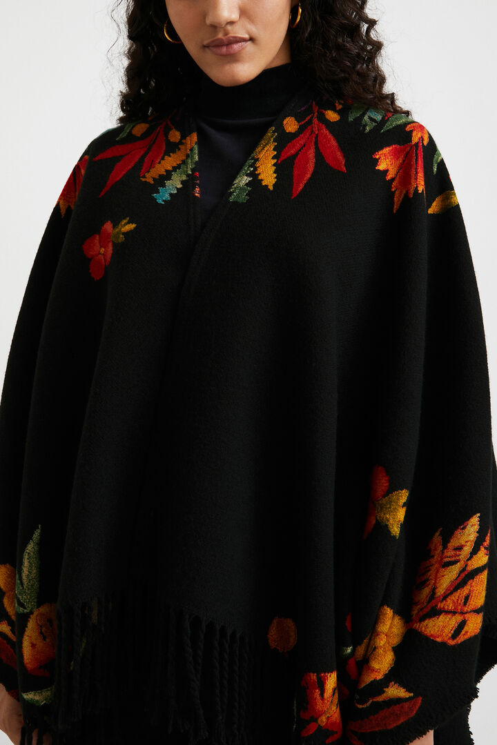Floral poncho fringe | Desigual
