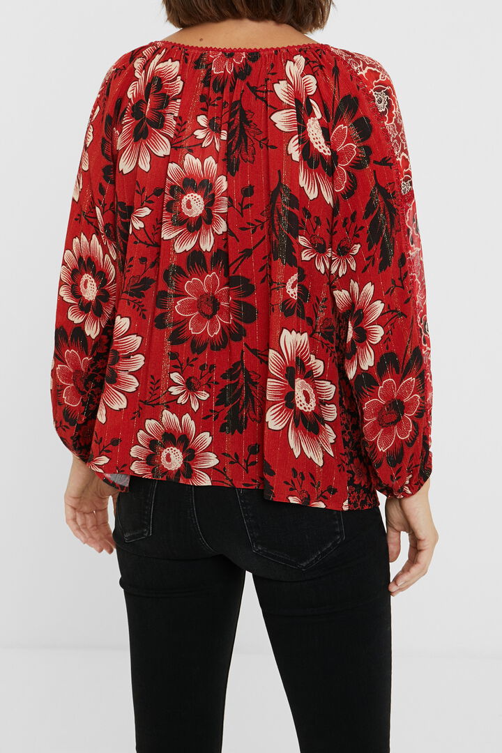 Blusa loose cuello barco flores | Desigual