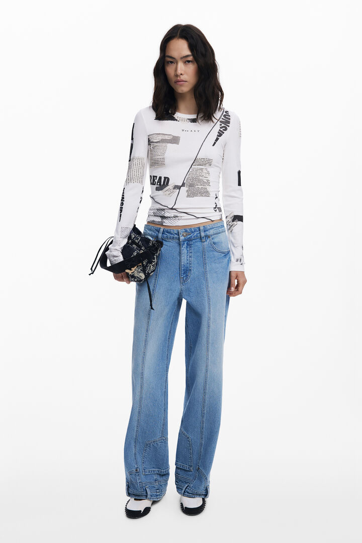 Ribbed newspaper T-shirt | Desigual