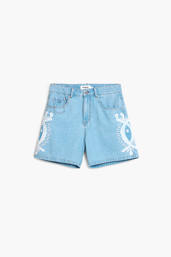 Denim Bermuda shorts with embroidery | Desigual