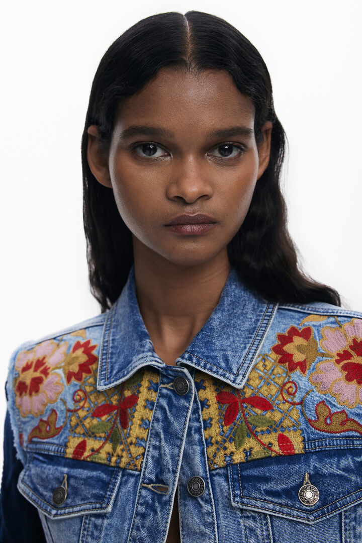 Combined Trucker Jacket with embroidery | Desigual