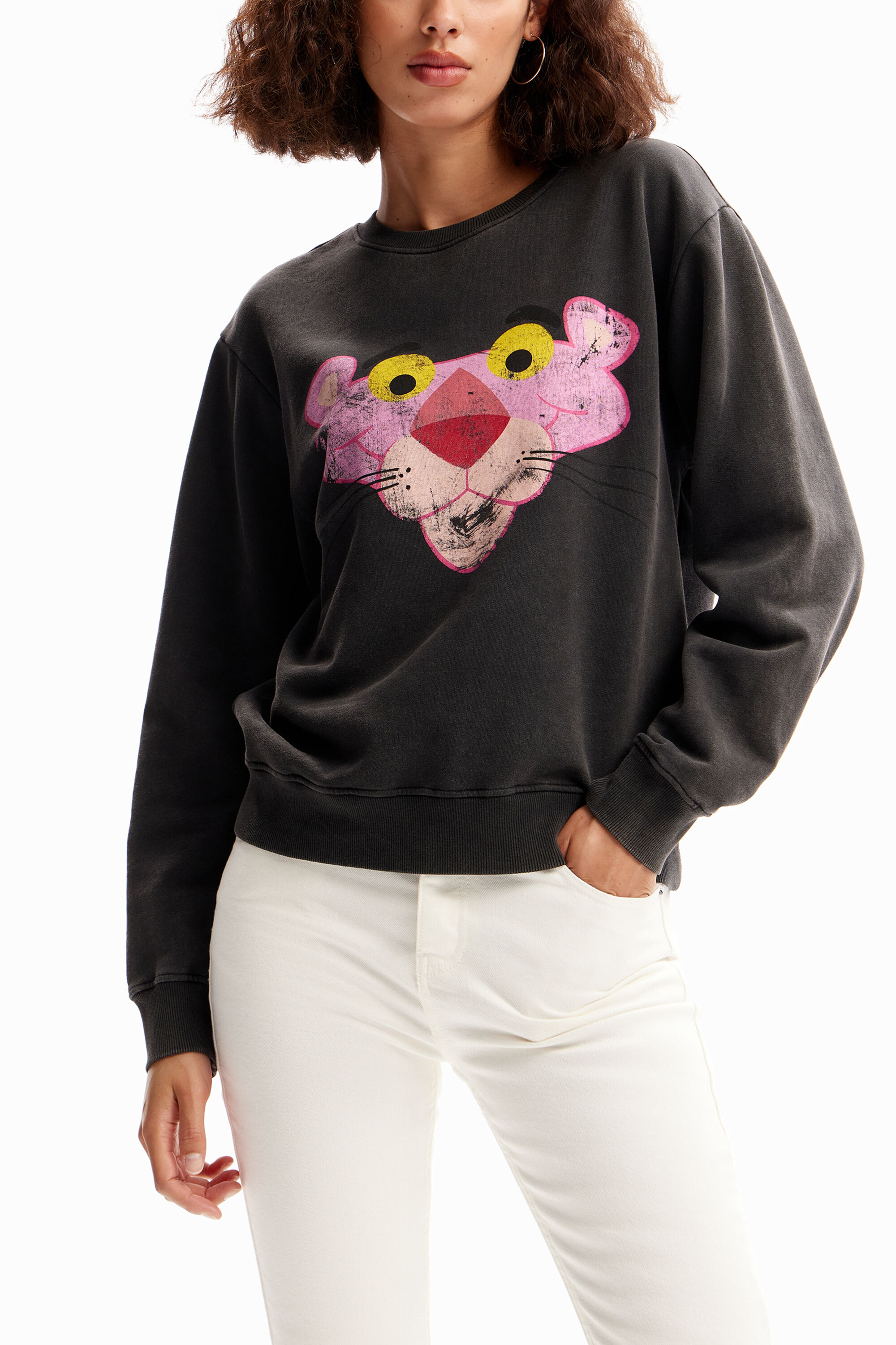Sudadera desgastada Pantera Rosa de mujer I Desigual
