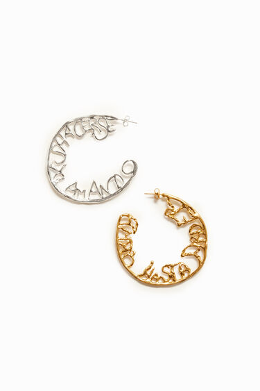 Arracades XL bany d'or plata Zalio | Desigual