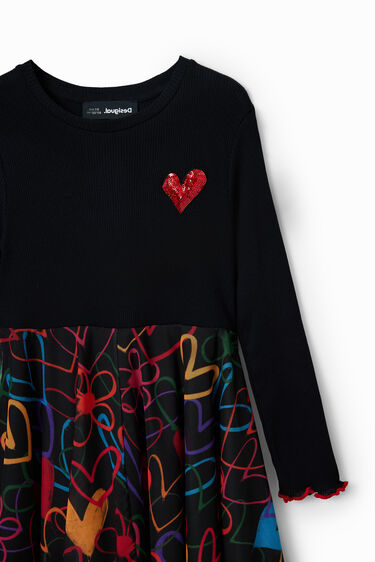 Short combination heart dress | Desigual