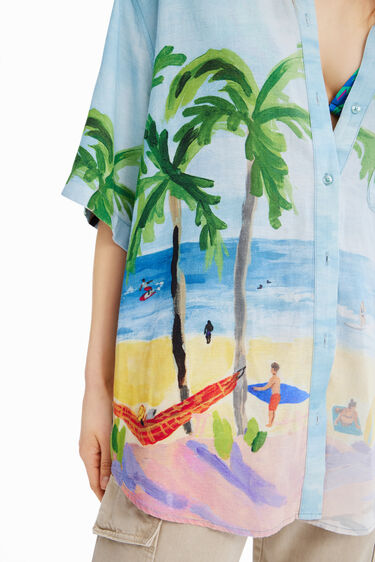 Camisa lino oversize tropical | Desigual