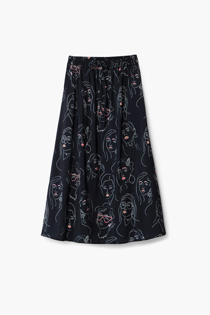 Long skirt with faces | Desigual