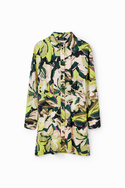 Kurzes Hemdblusenkleid Blumen
